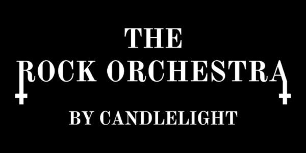 The Rock Orchestra by candle light in white writing on a black background.