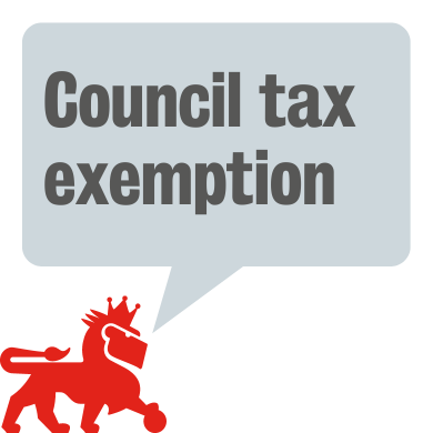 Reggie the Lion with 'Council tax exemption' speech bubble