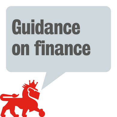 Reggie the Lion with 'Guidance on finance' speech bubble.