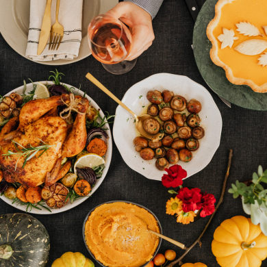 A table with autumn dishes.