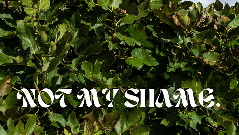 image from not my shame zine with leaves background