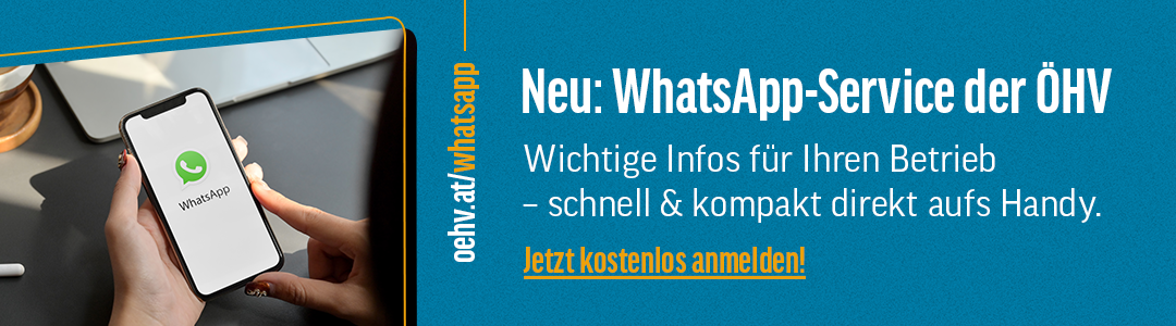 Banner zum neuen ÖHV-Service über WhatsApp