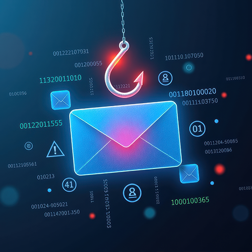 Email und Anglerhaken