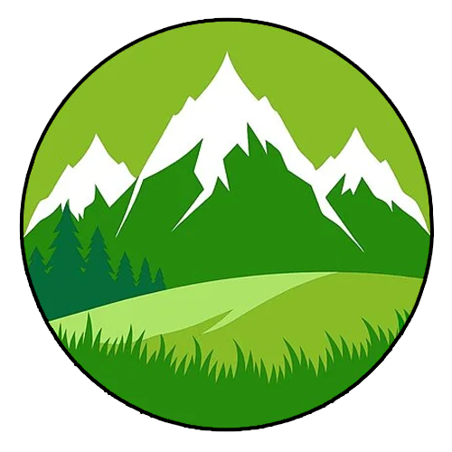 Zeichnung von Bergspitzen hinter einem Hügel