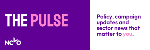 NCVO “The Pulse” newsletter banner with the text: “Policy, campaign updates, and sector news that matter to you.”