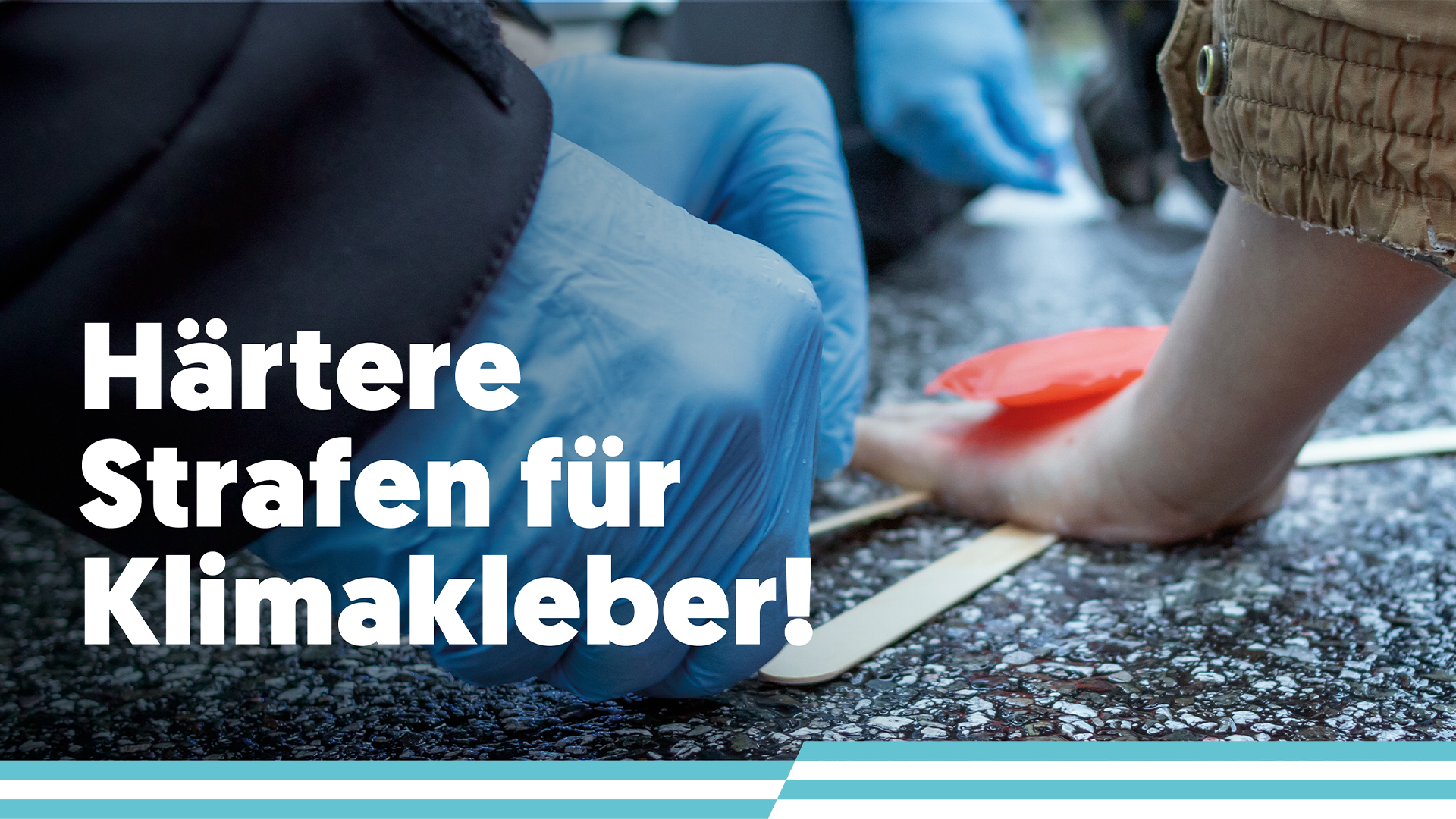 Bild - Klimakleber - Hand auf der Straße angeklebt