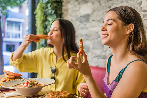 Tourists in a restaurant in Madrid