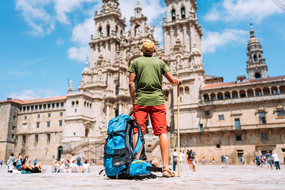 Pilgrim at Santiago Cathedral, Galicia