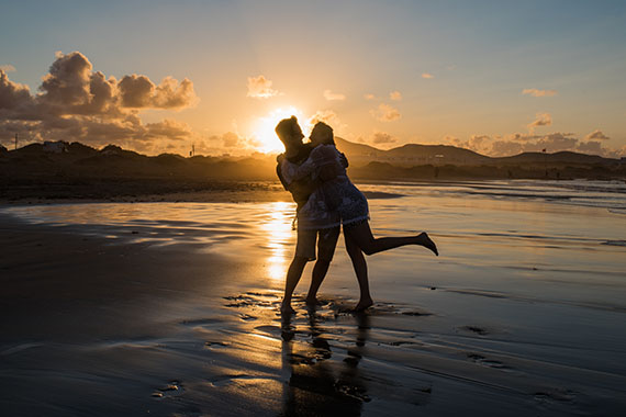 Couple on a beach of Lanzarote, Canary Islands