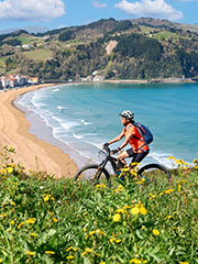 Tourist on a bicycle