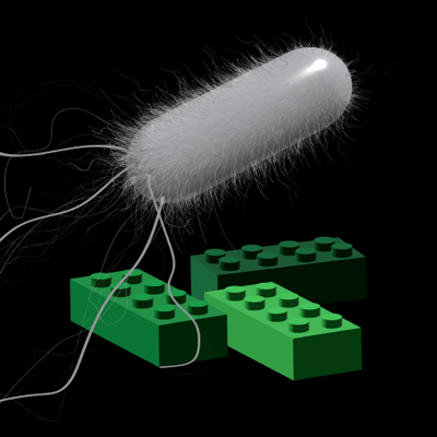 Artists impression of a molecule with building blocks
