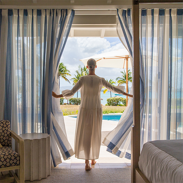 Beachside suite view at Jumby Bay