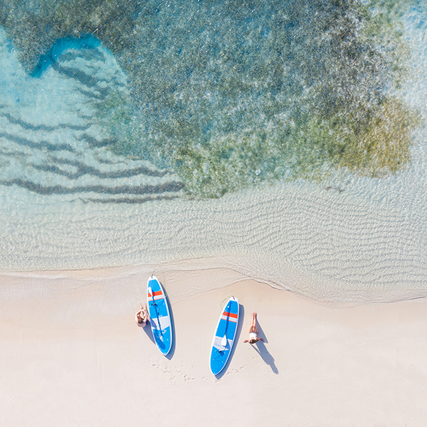 Paddle boarding at Jumby 