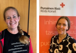 Kaksi erillistä kuvaa kahdesta hymyilevästä henkilöstä.