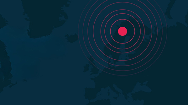 illustration karta med norr som epicentrum