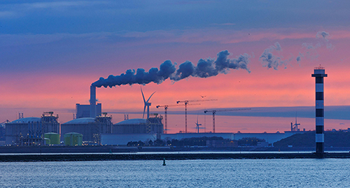 industrial plant in sunset