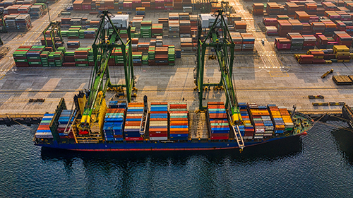 container ship in a port