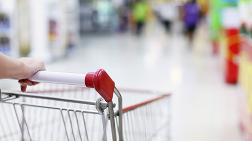 shopping cart with blurred background