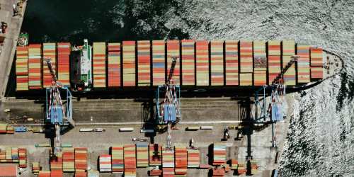 ship full with containers in a harbour